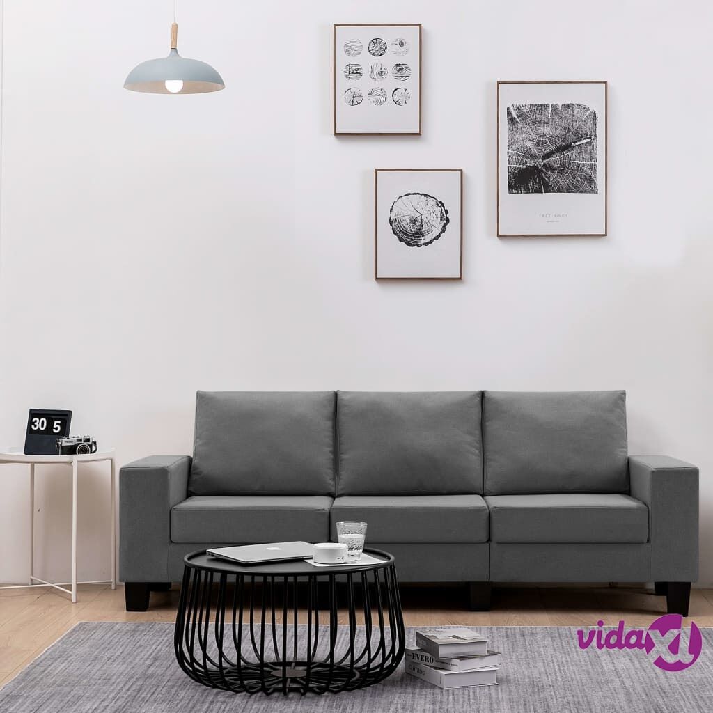 vidaXL 3-Seater Sofa Dark Grey Fabric