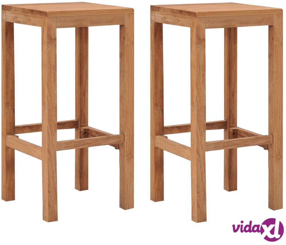 vidaXL Bar Stools 2 pcs Solid Teak Wood