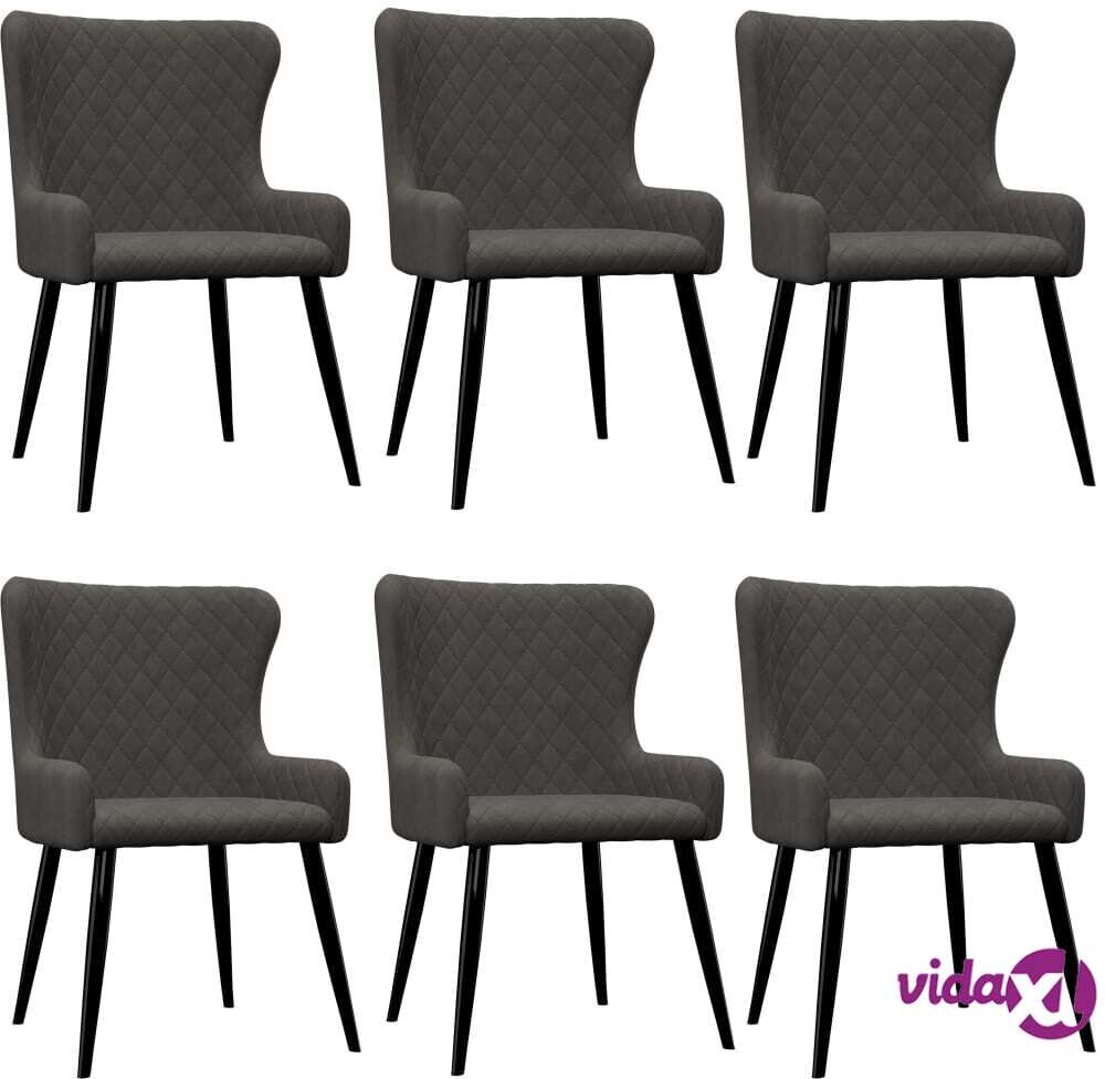 vidaXL Dining Chairs 6 pcs Grey Velvet