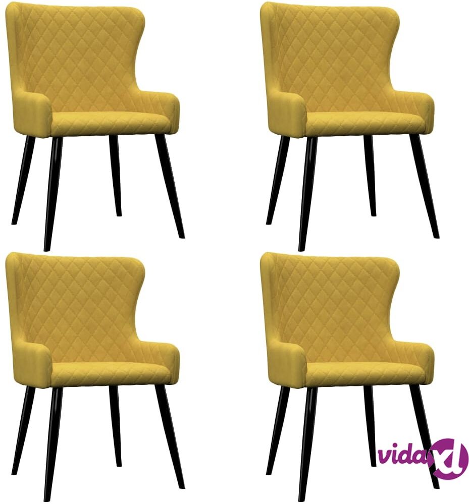 vidaXL Dining Chairs 4 pcs Yellow Velvet