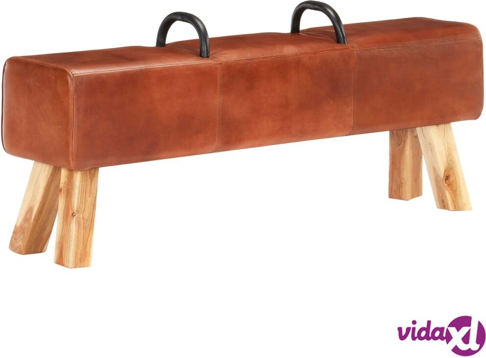 vidaXL Vintage Turnbock Bench with Handles Real Goat Leather