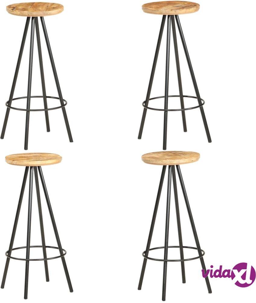 vidaXL Bar Stools 4 pcs Rough Mango Wood