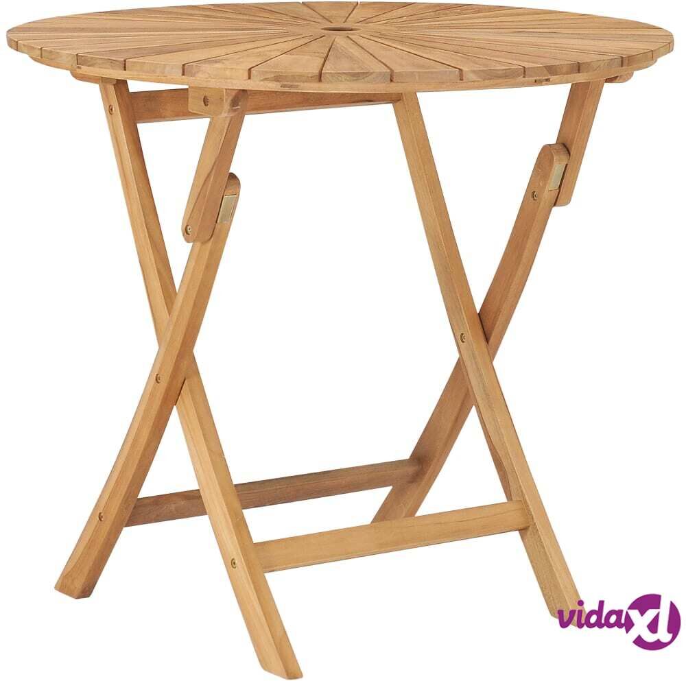 vidaXL Folding Garden Table Ø 85 cm Solid Teak Wood