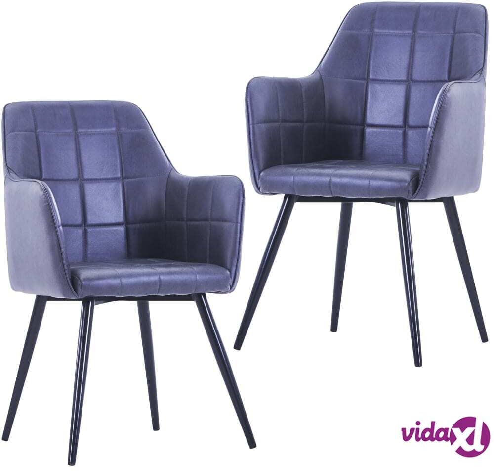 vidaXL Dining Chairs 2 pcs Grey Faux Suede Leather