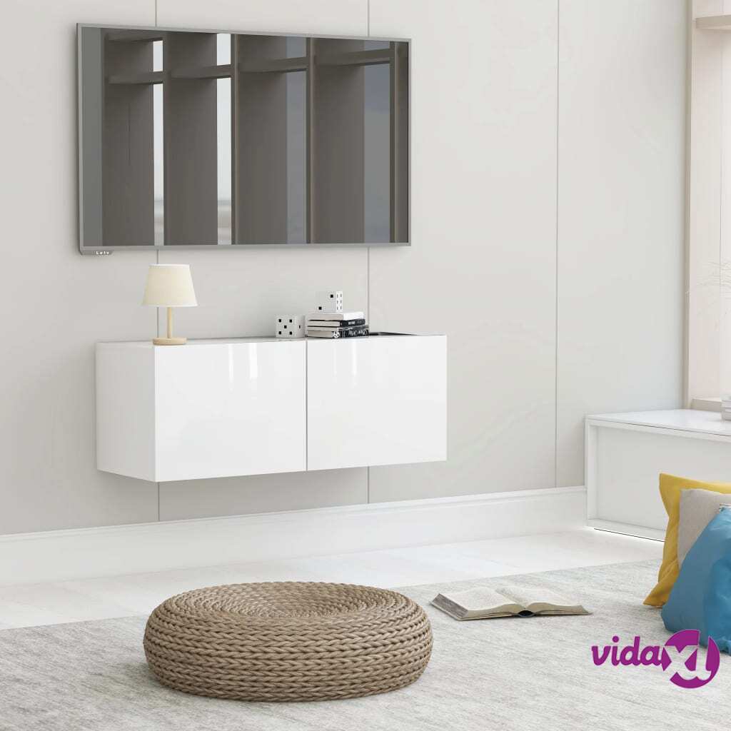 vidaXL TV Cabinet High Gloss White 80x30x30 cm Chipboard