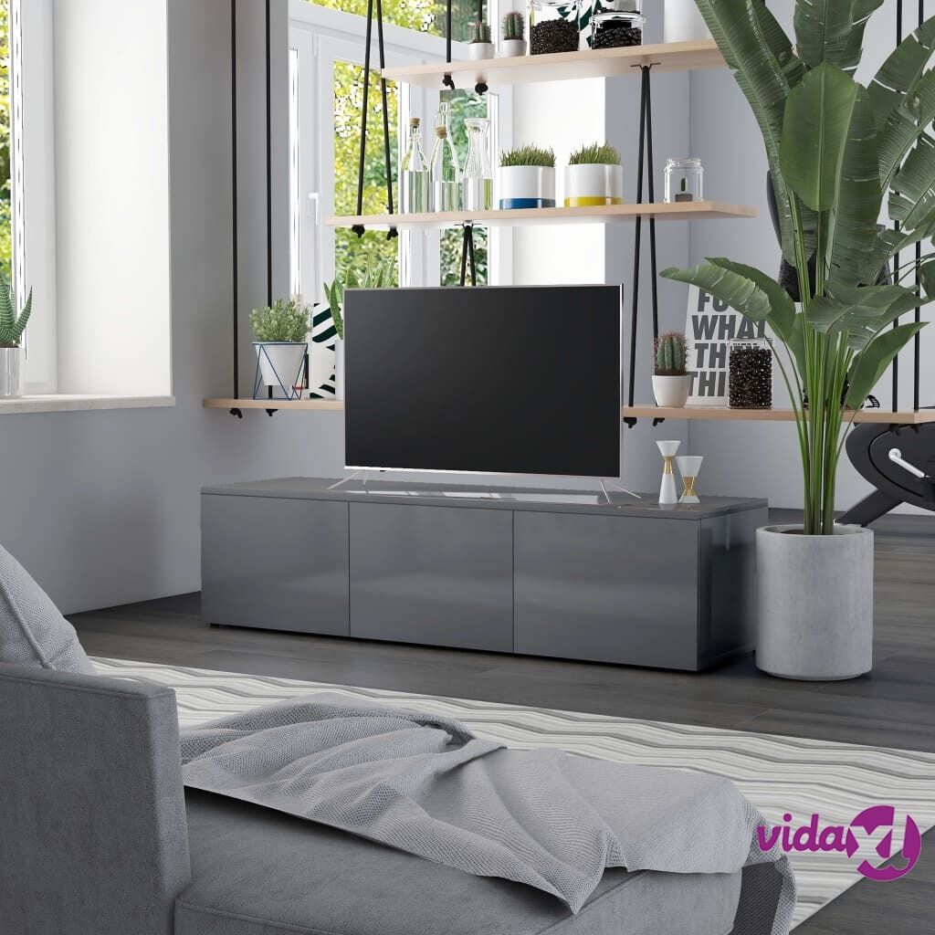 vidaXL TV Cabinet High Gloss Grey 120x34x30 cm Chipboard