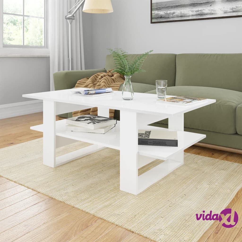 vidaXL Coffee Table High Gloss White 110x55x42 cm Chipboard