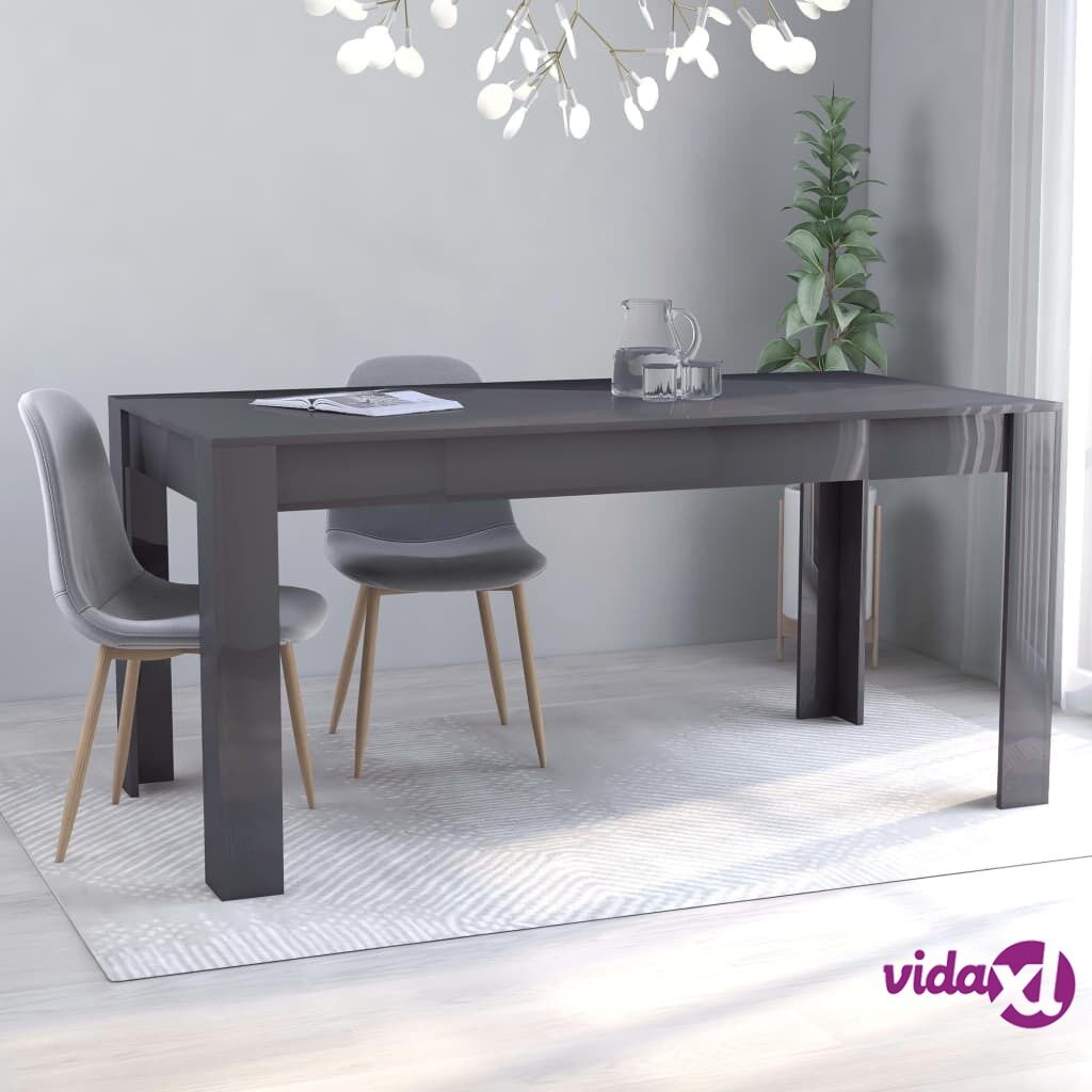 vidaXL Dining Table High Gloss Grey 160x80x76 cm Chipboard