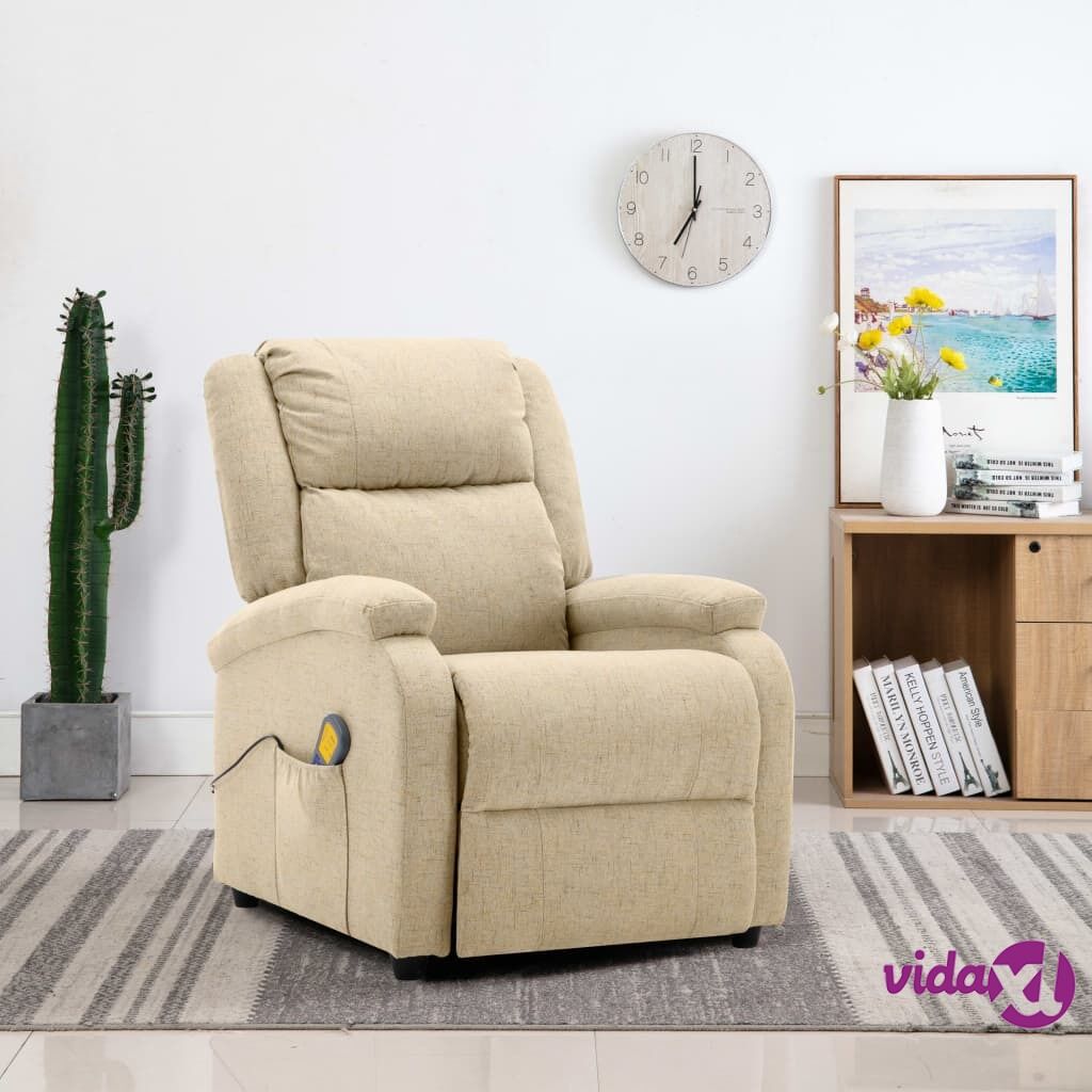 vidaXL Massage Recliner Cream Fabric (AU only)