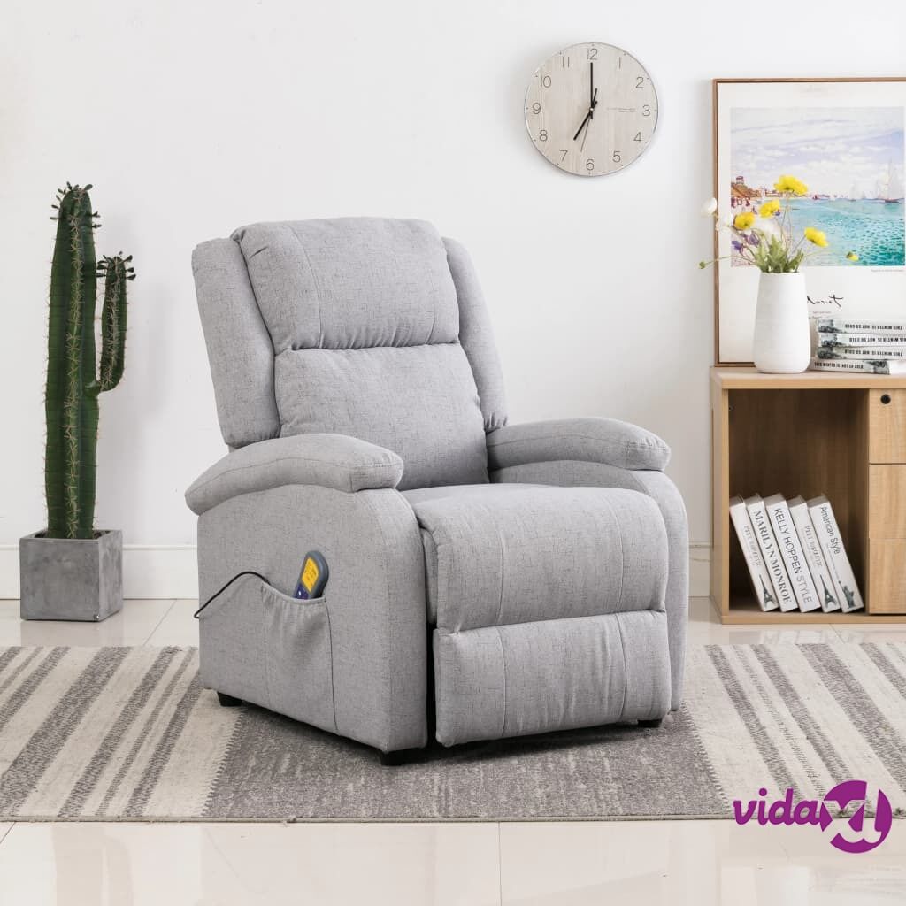 vidaXL Massage Recliner Light Grey Fabric (AU only)