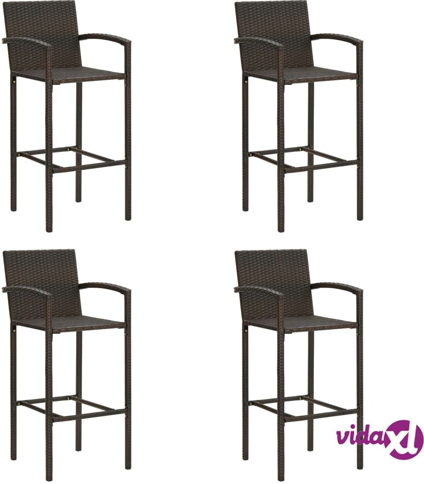 vidaXL Bar Stools 4 pcs Brown Poly Rattan