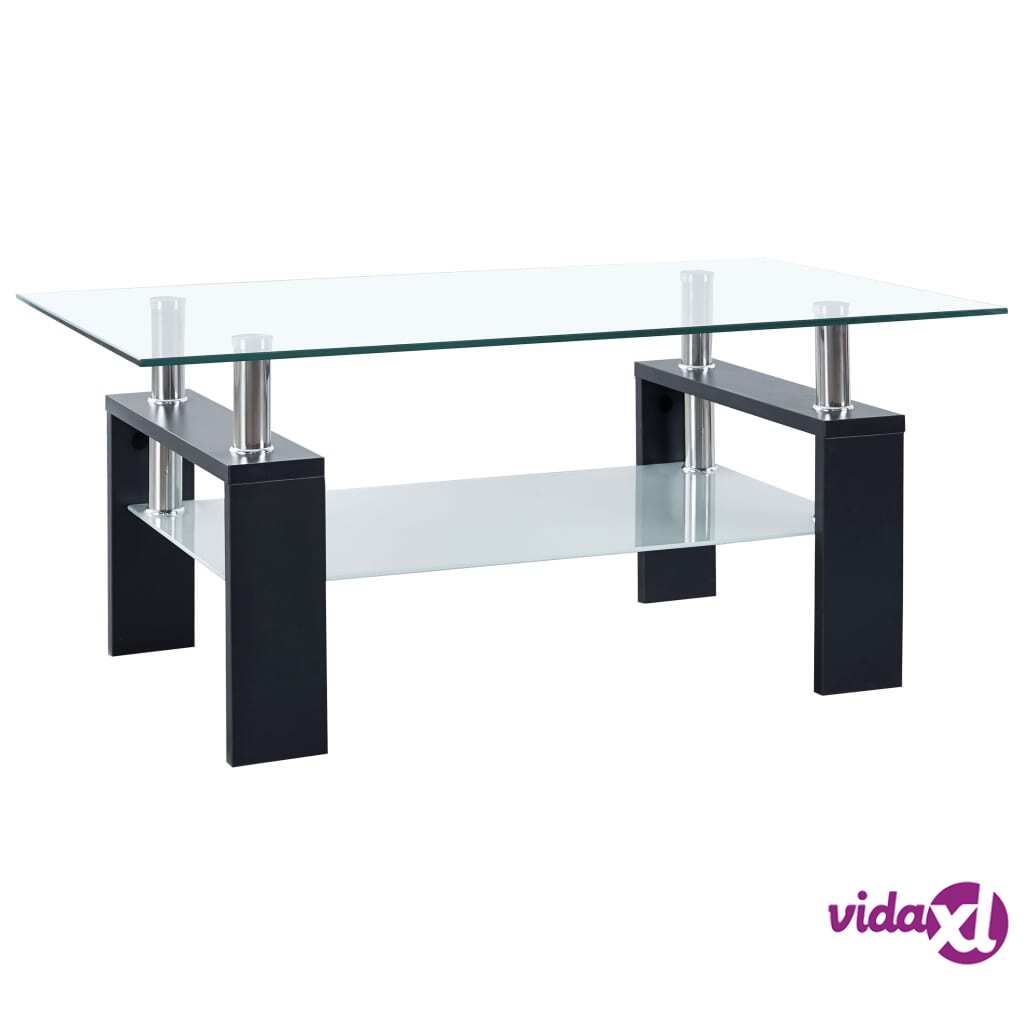 vidaXL Coffee Table Black and Transparent 95x55x40 cm Tempered Glass