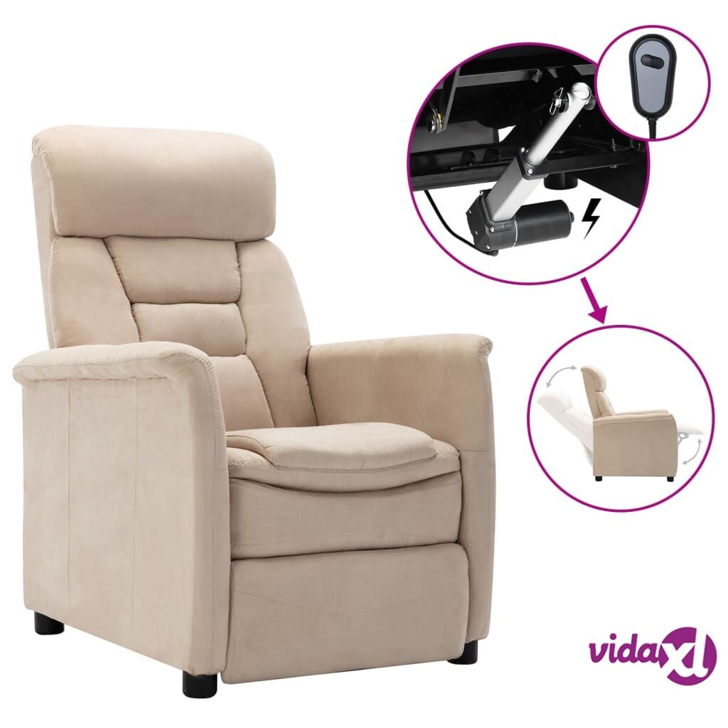 vidaXL Electric Recliner Cream Faux Suede Leather