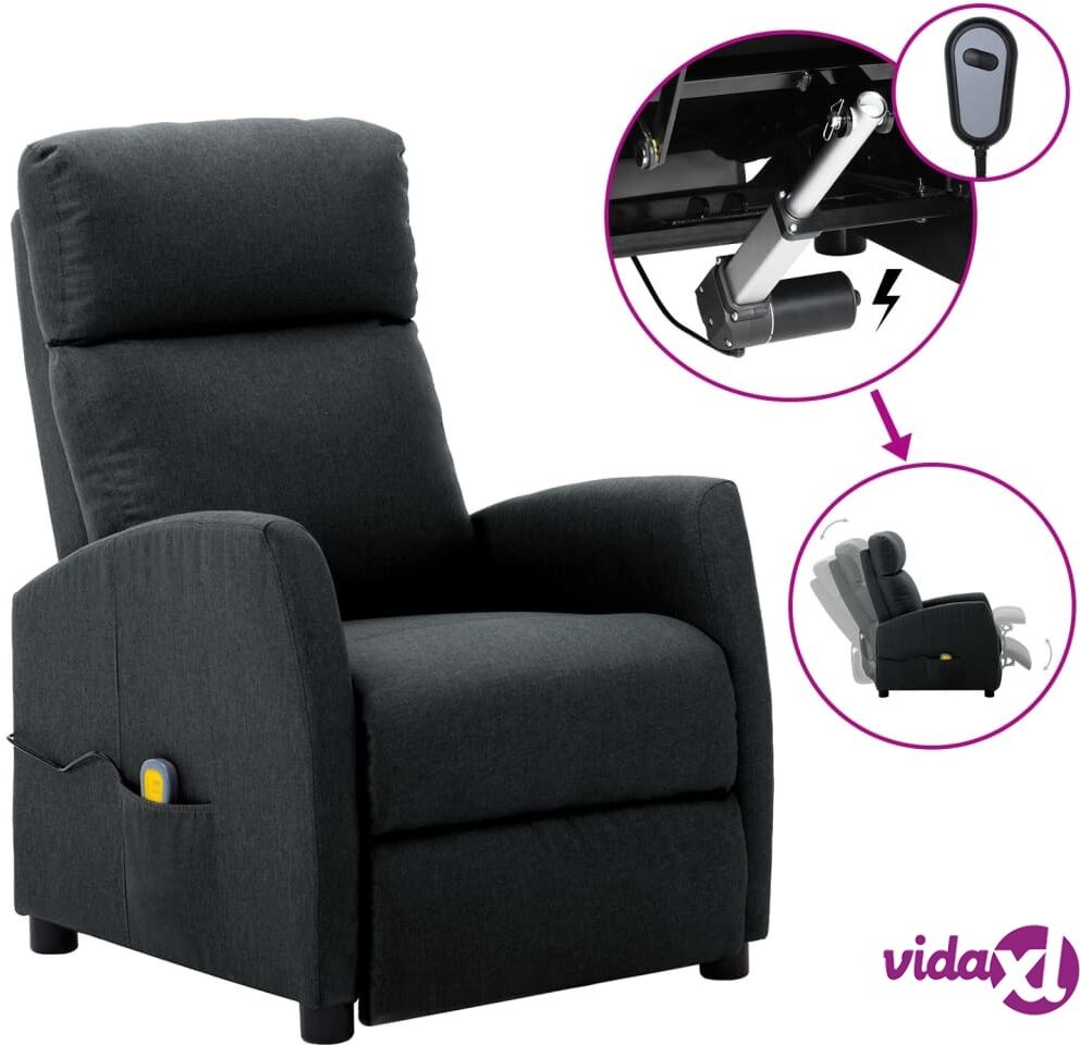 vidaXL Electric Massage Reclining Chair Dark Grey Fabric