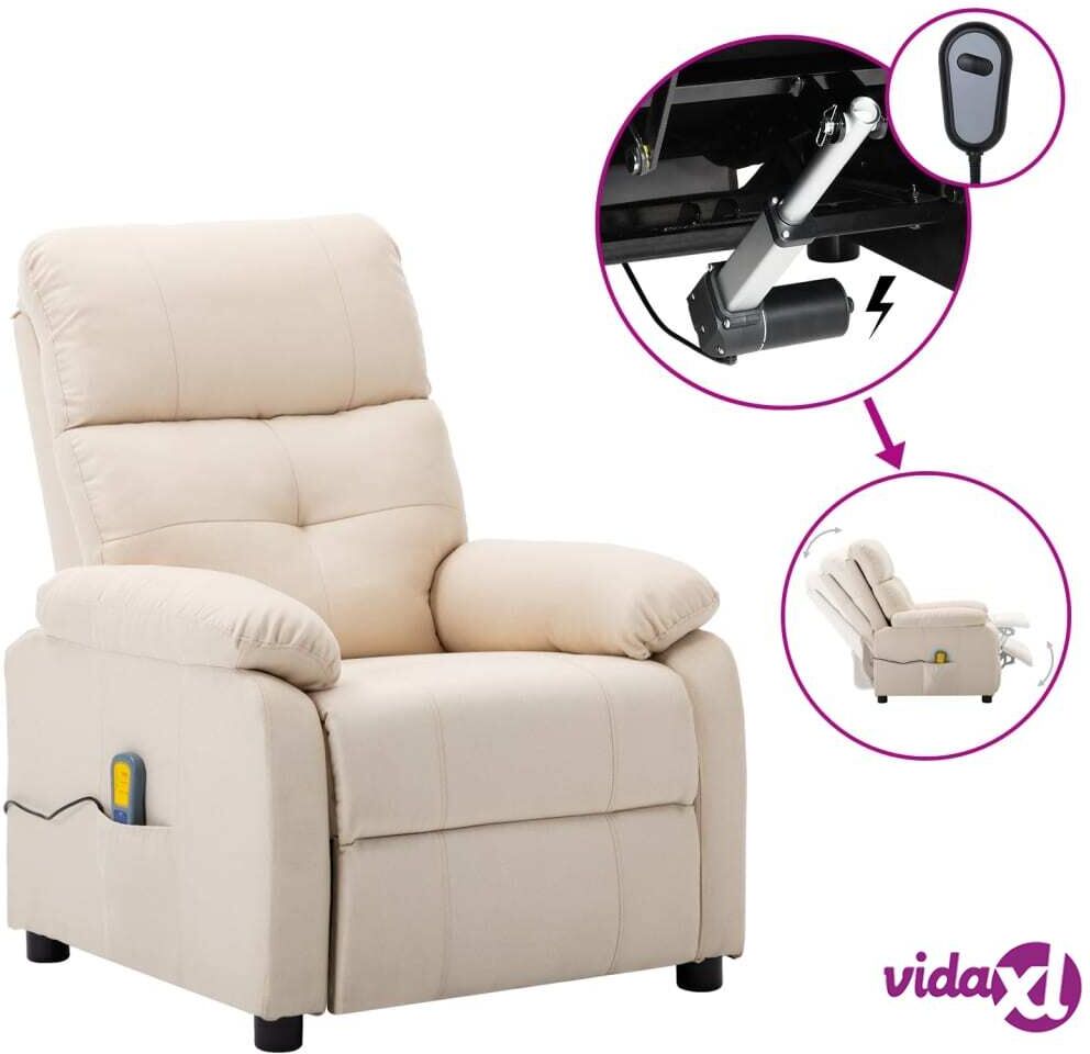 vidaXL Electric Massage Recliner Chair Cream Fabric