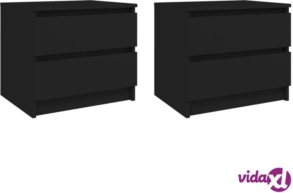 vidaXL Bed Cabinets 2 pcs Black 50x39x43.5 cm Chipboard