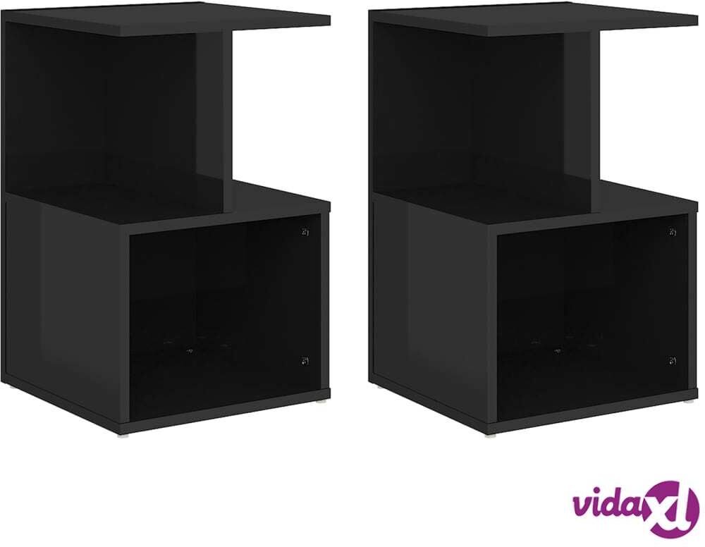 vidaXL Bedside Cabinets 2 pcs High Gloss Black 35x35x55 cm Chipboard