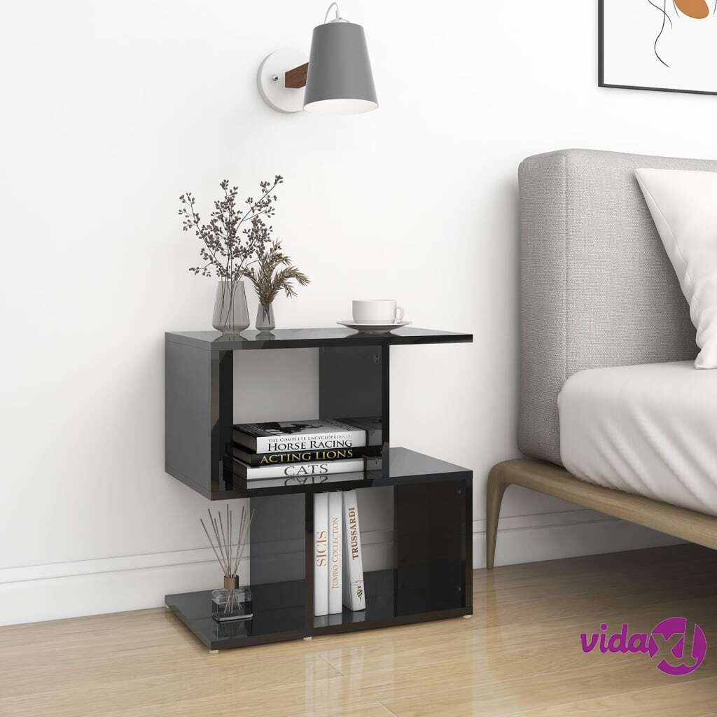 vidaXL Bedside Cabinet High Gloss Black 50x30x51.5 cm Chipboard