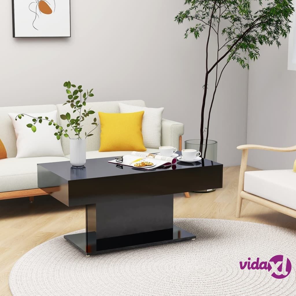 vidaXL Coffee Table High Gloss Black 96x50x45 cm Chipboard