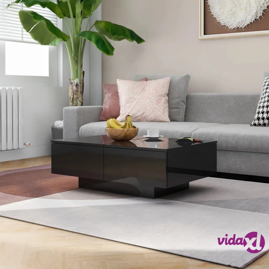 vidaXL Coffee Table High Gloss Black 90x60x31 cm Chipboard