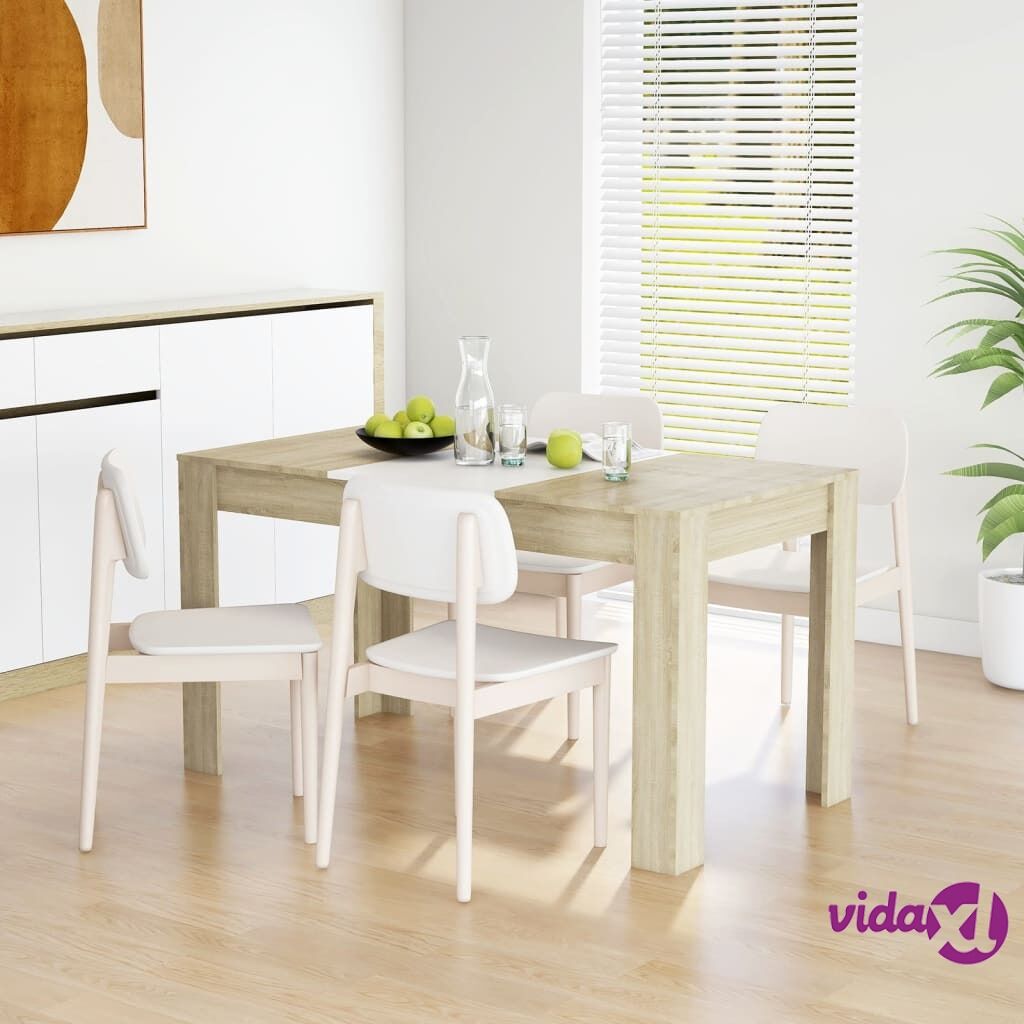 vidaXL Dining Table White and Sonoma Oak 140x74.5x76 cm Chipboard