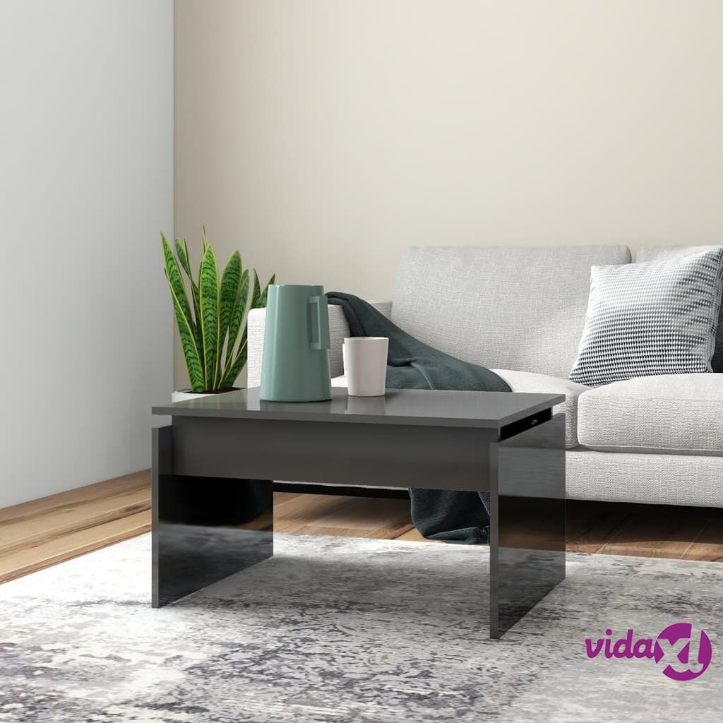 vidaXL Coffee Table High Gloss Grey 68x50x38 cm Chipboard