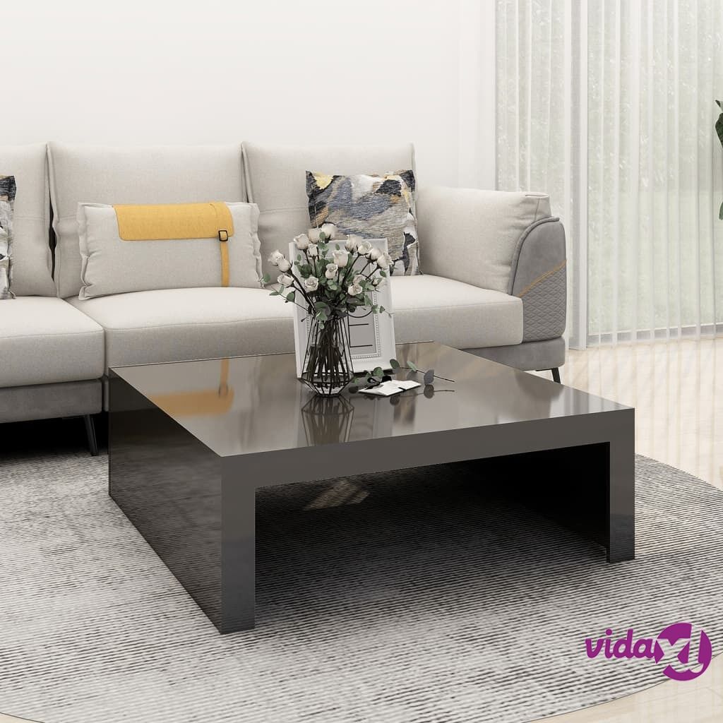 vidaXL Coffee Table High Gloss Grey 100x100x35 cm Chipboard