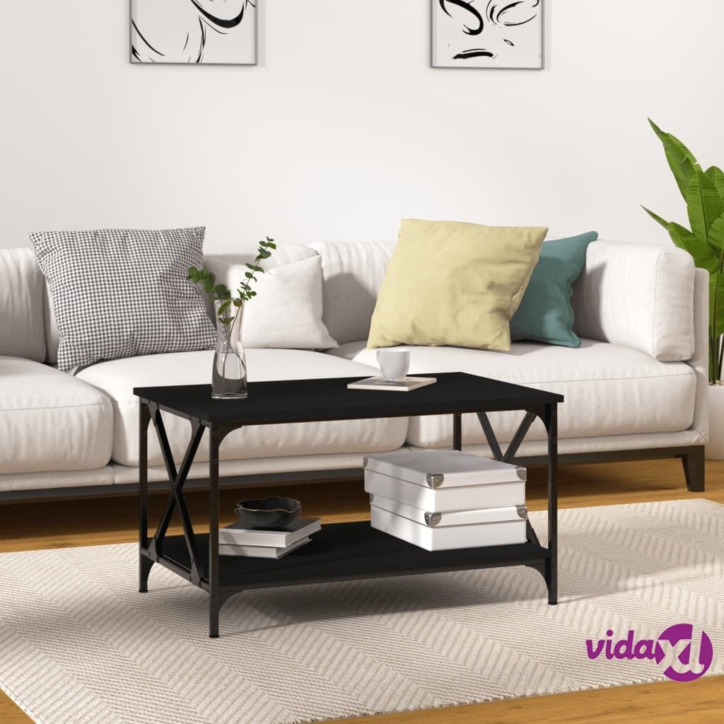 vidaXL Coffee Table Black 80x50x45 cm Engineered Wood and Iron