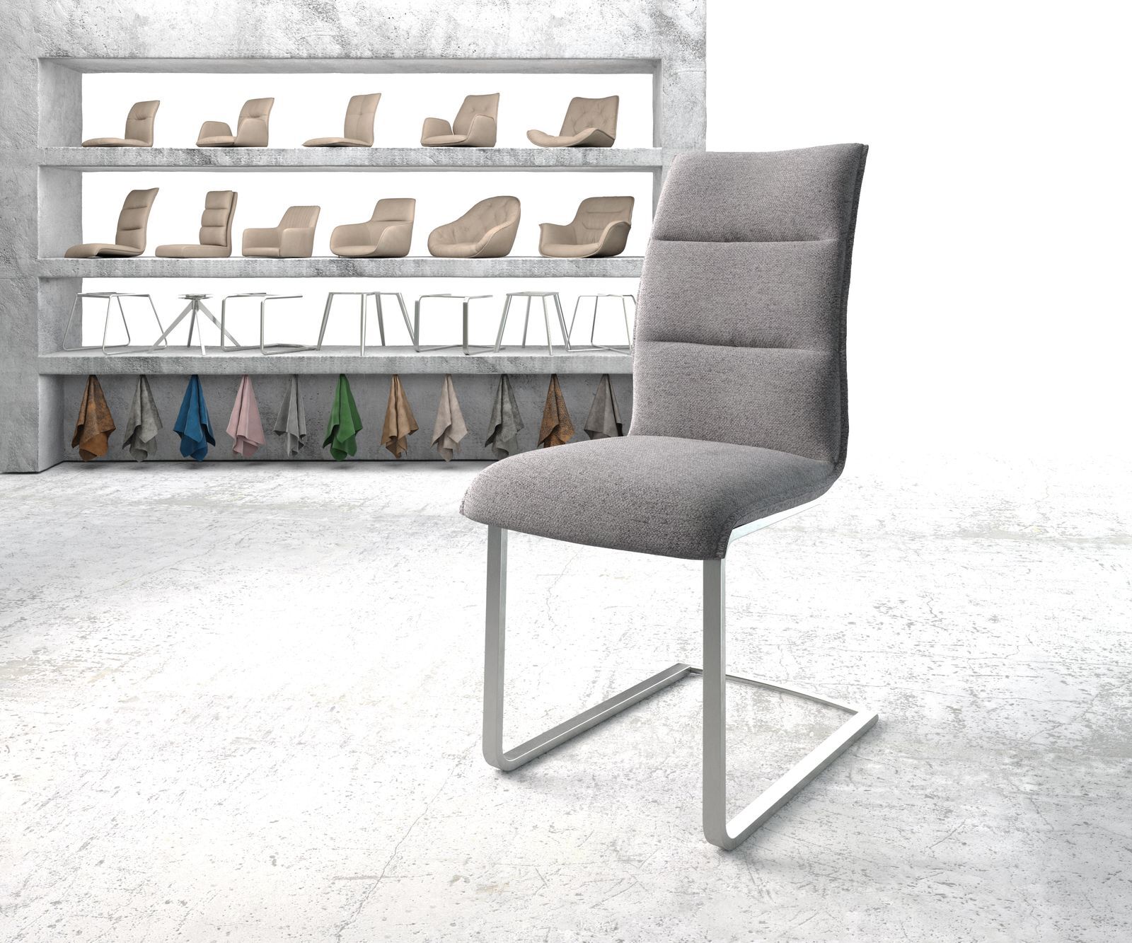 DELIFE Chaise-de-salle-à-manger Xantus-Flex gris clair structure cantilever plat...