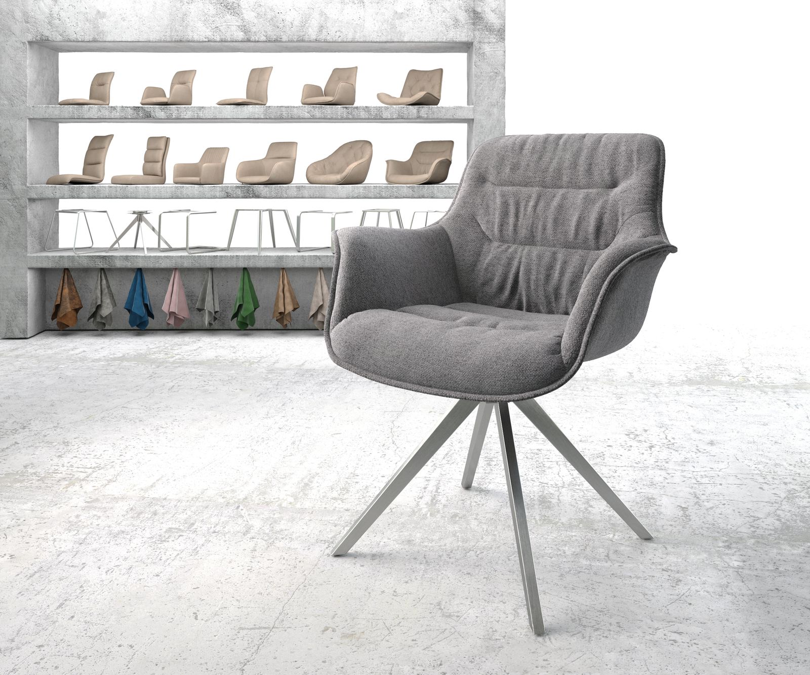 DELIFE Chaise-pivotante Kaira-Flex gris clair structure cadre croisé angulaire acier...