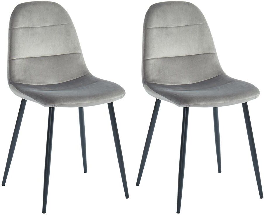 Vente-unique.be Lot de 2 chaises BENJI - Effet Velours - Gris