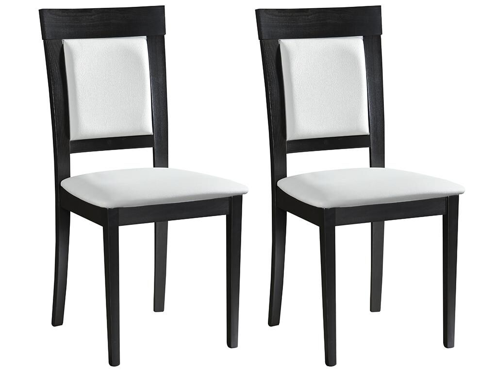 Vente-unique.be Lot de 2 chaises CALISTA - PVC & Hêtre - Coloris : Wengé et blanc