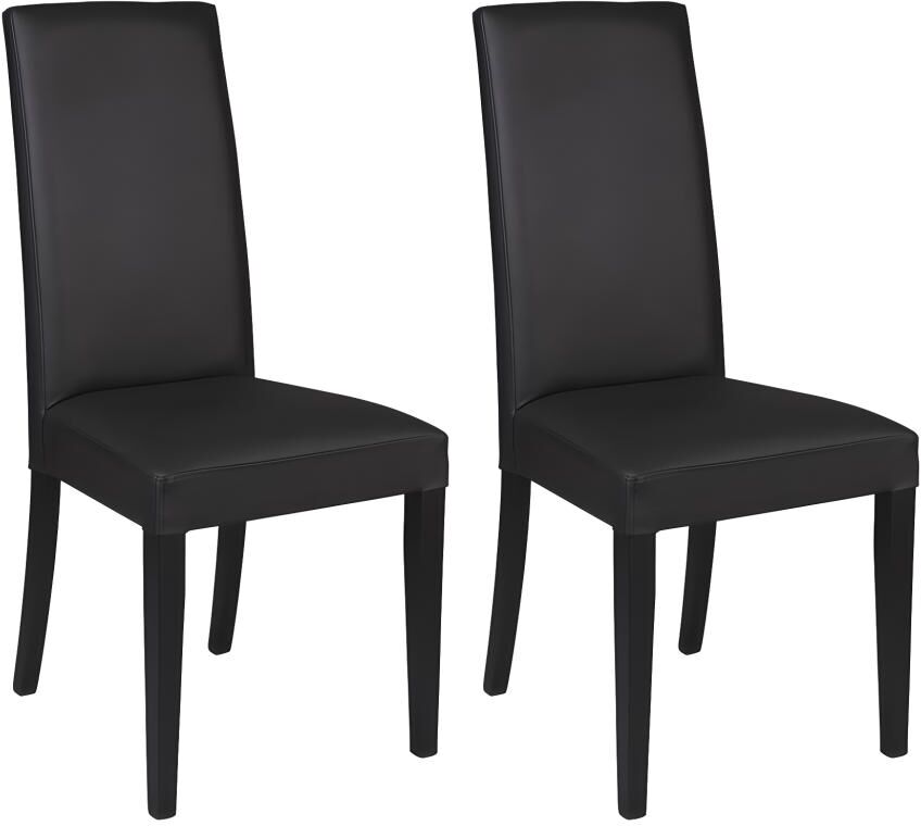 Vente-unique.be Lot de 2 chaises TACOMA - Simili noir & pieds noirs