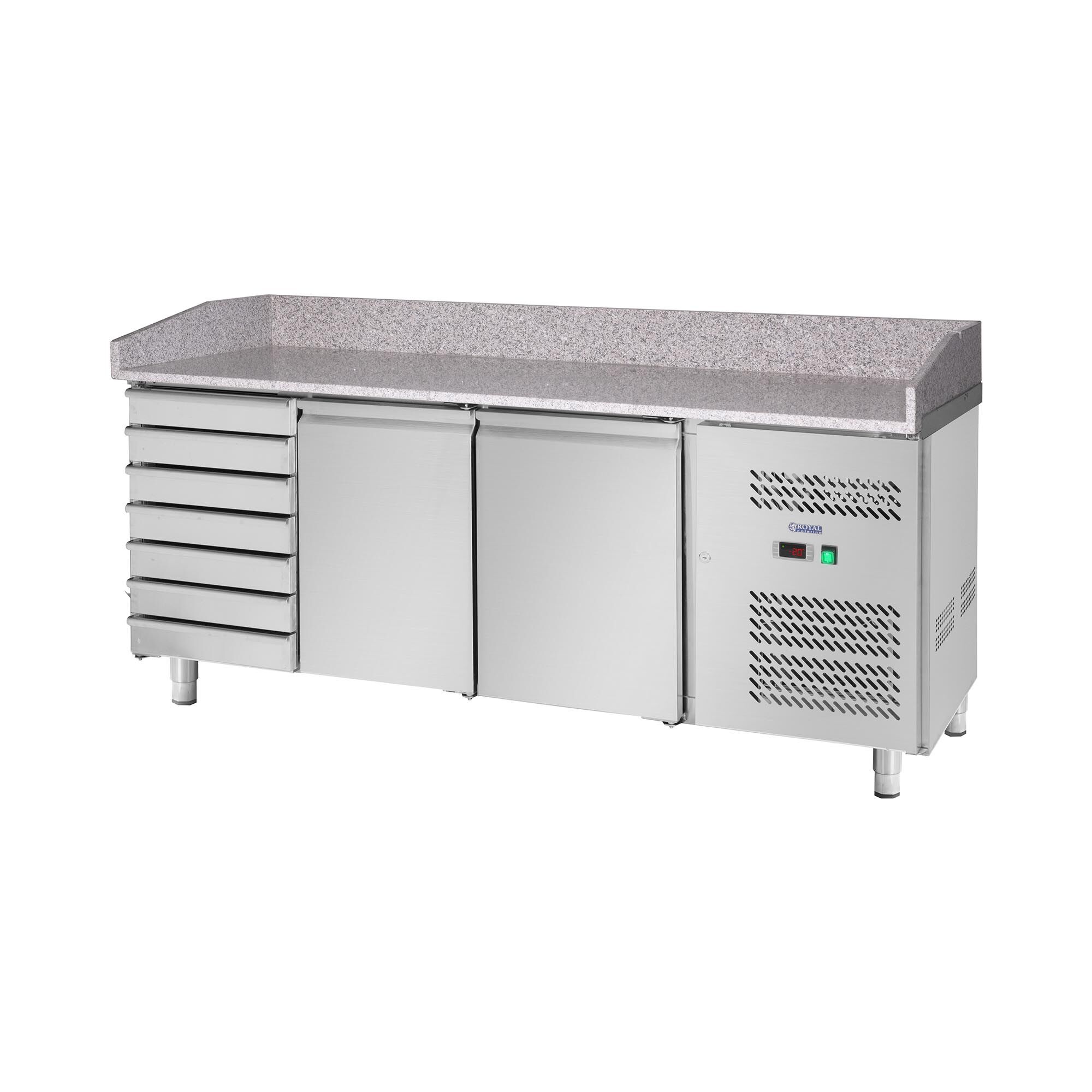 Royal Catering Table réfrigérée - 580 L - surface de travail en granit - 2 portes RCKT-202/80