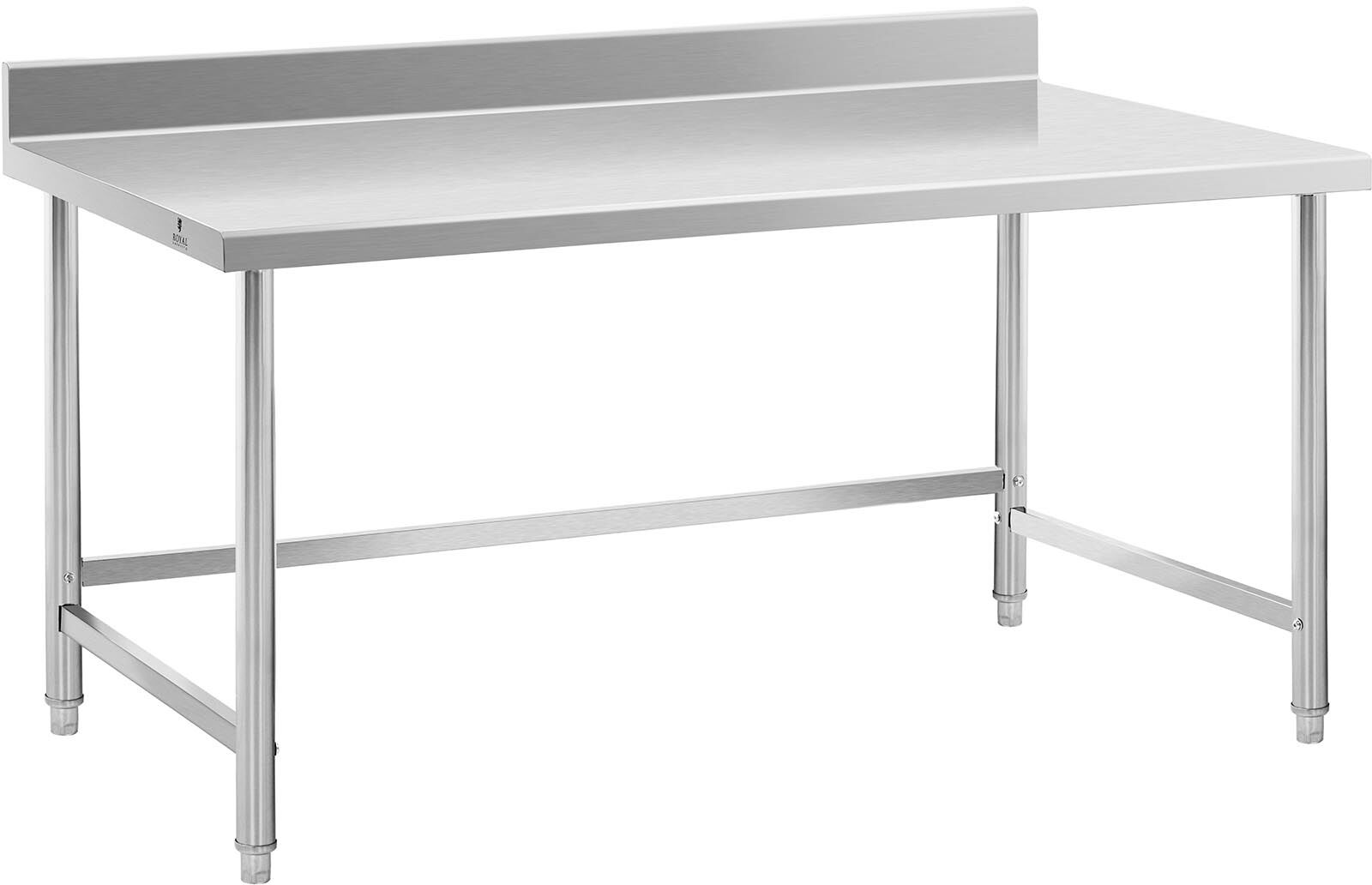 Royal Catering Table de travail inox - 150 x 90 cm - Dosseret - Capacité de 95 kg - Royal Catering RCAT-150/90-SPS