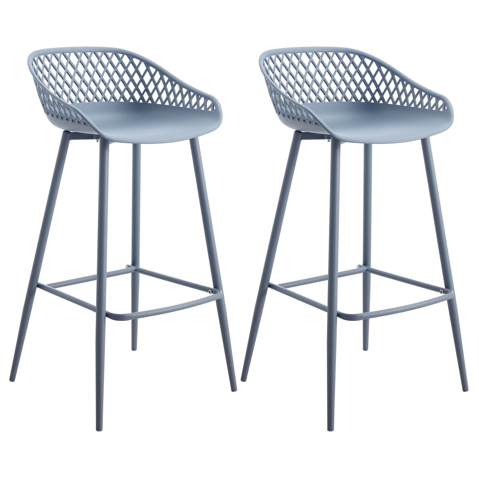 IDIMEX Lot de 2 tabourets de bar IREK, en plastique gris