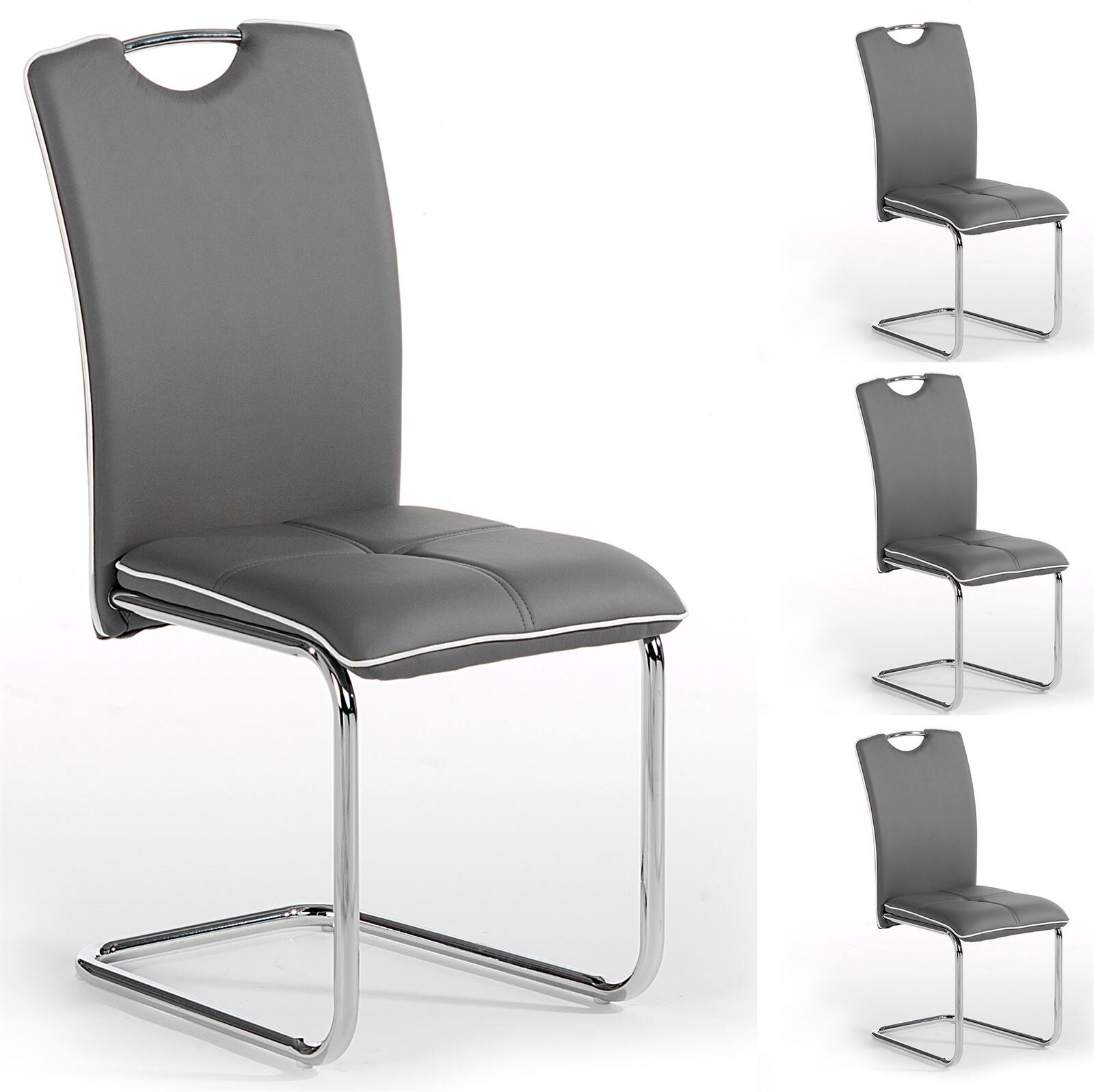 IDIMEX Lot de 4 chaises ELEONORA, en synthétique gris