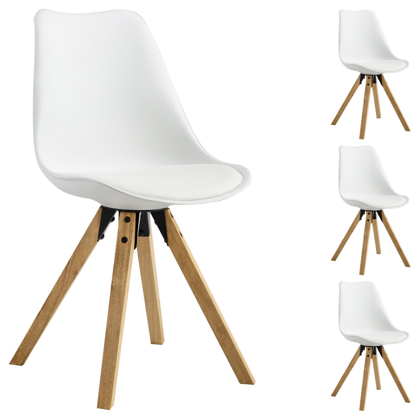 IDIMEX Lot de 4 chaises scandinaves TYSON, en synthétique blanc