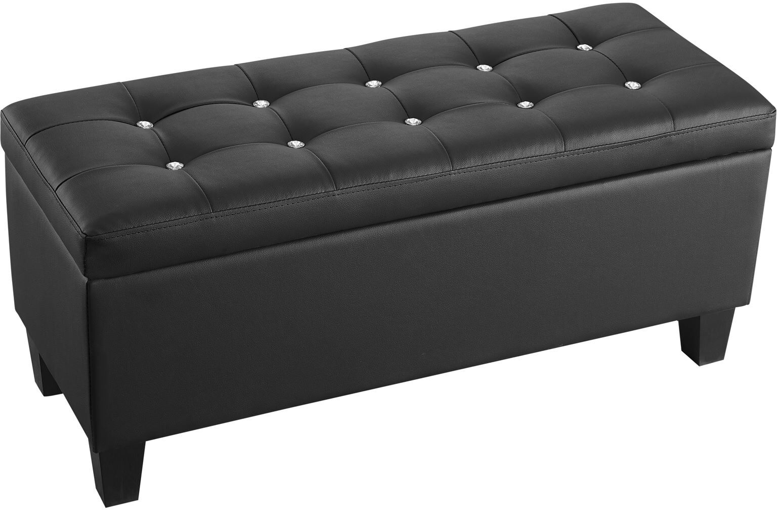 IDIMEX Banc de lit JOSY, en synthétique noir avec strass