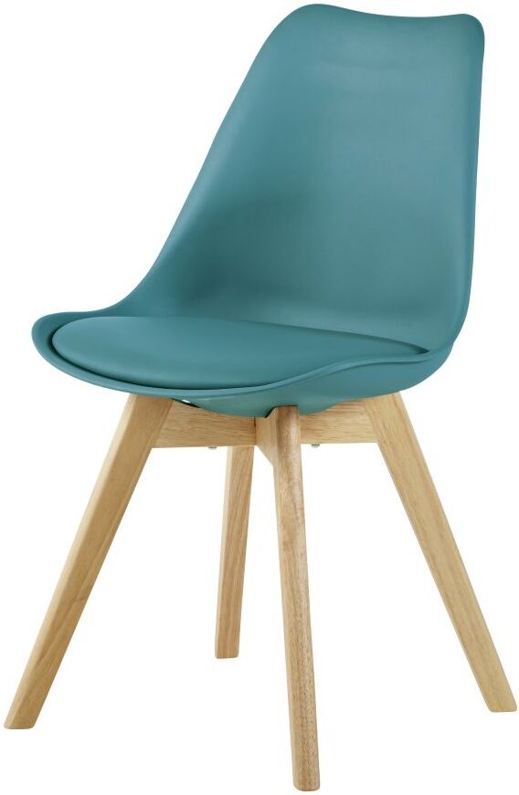 Maisons du Monde Chaise style scandinave bleu canard et hévéa