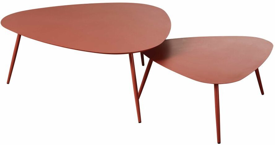 Maisons du Monde Tables gigognes de jardin en métal terracotta mat