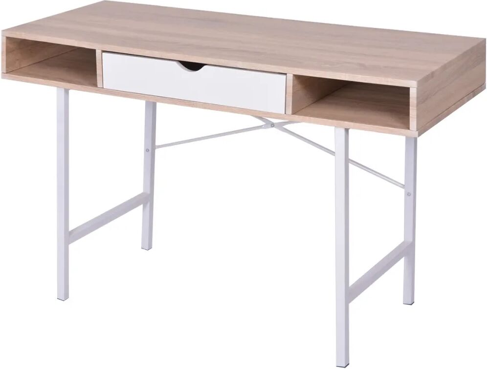 vidaXL Bureau avec 1 compartiment Chêne et blanc