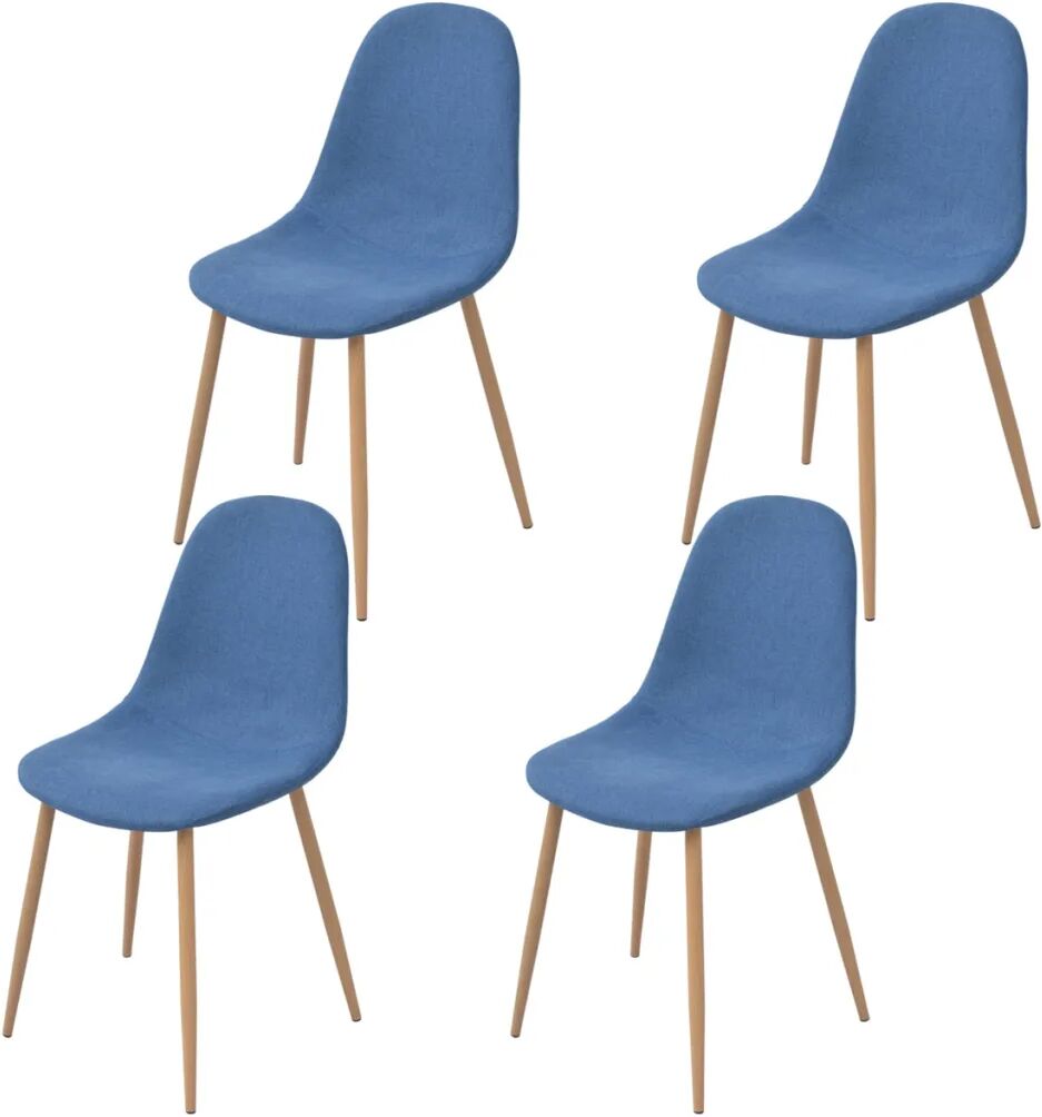 vidaXL Chaises de salle à manger 4 pcs Bleu Tissu