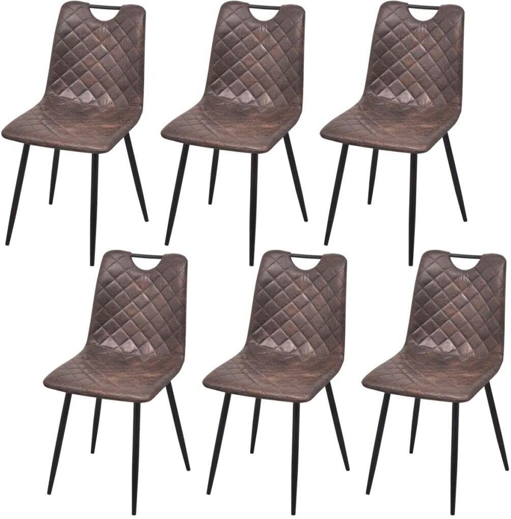 vidaXL Chaises de salle à manger 6 pcs Marron foncé Similicuir