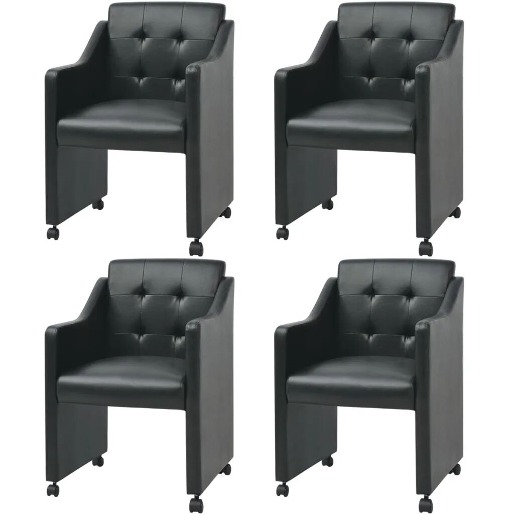 vidaXL Chaises de salle à manger 4 pcs Noir Similicuir