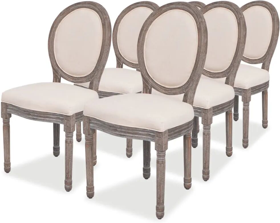 vidaXL Chaises de salle à manger 6 pcs Crème Tissu