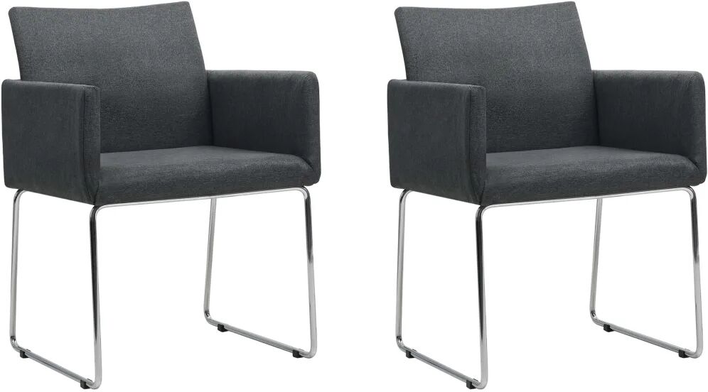 vidaXL Chaises de salle à manger 2 pcs Gris foncé Tissu