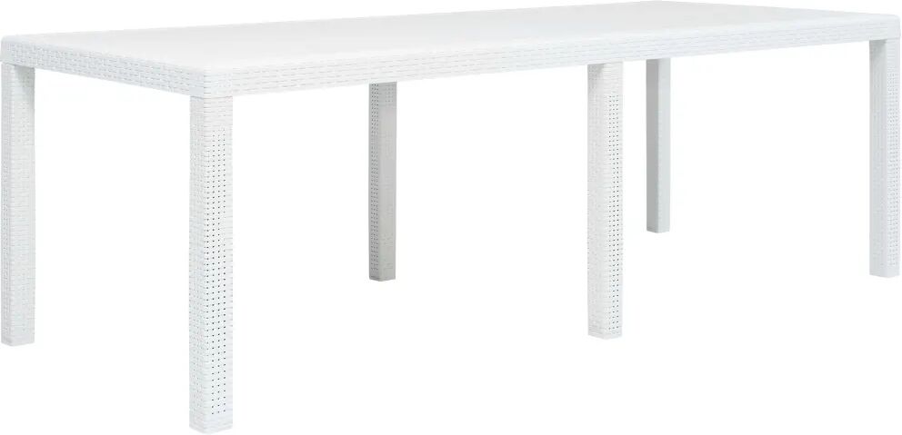 vidaXL Table de jardin Blanc 220x90x72 cm Plastique Aspect de rotin