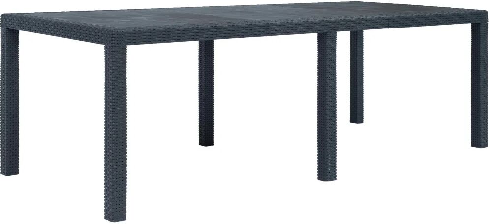 vidaXL Table de jardin Anthracite 220x90x72 cm Plastique Aspect rotin