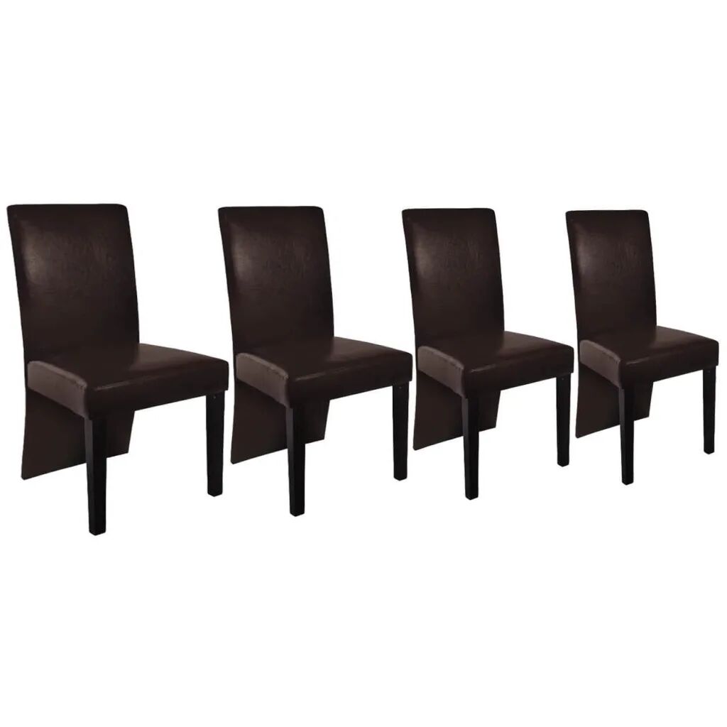 vidaXL Chaises de salle à manger 4 pcs Marron foncé Similicuir